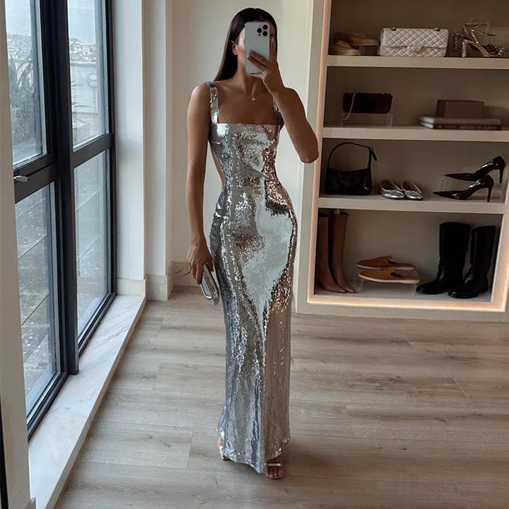 SHAY | SEQUIN CUT OUT MAXI DRESS