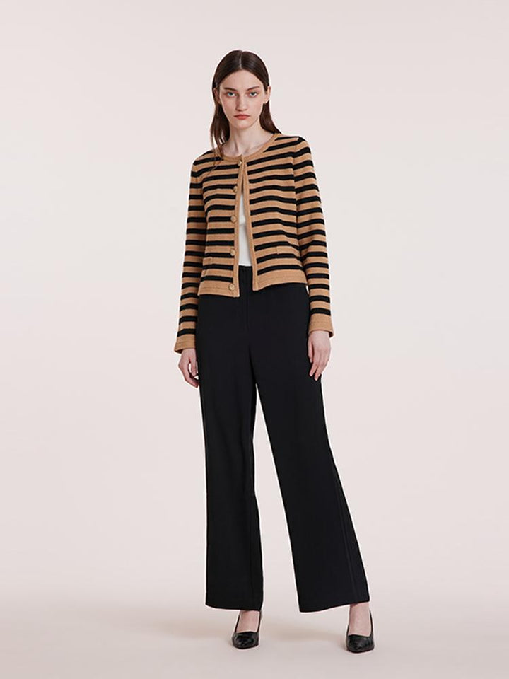 HAZEL | BUTTON UP WOOLEN STRIPED LADY CARDIGAN