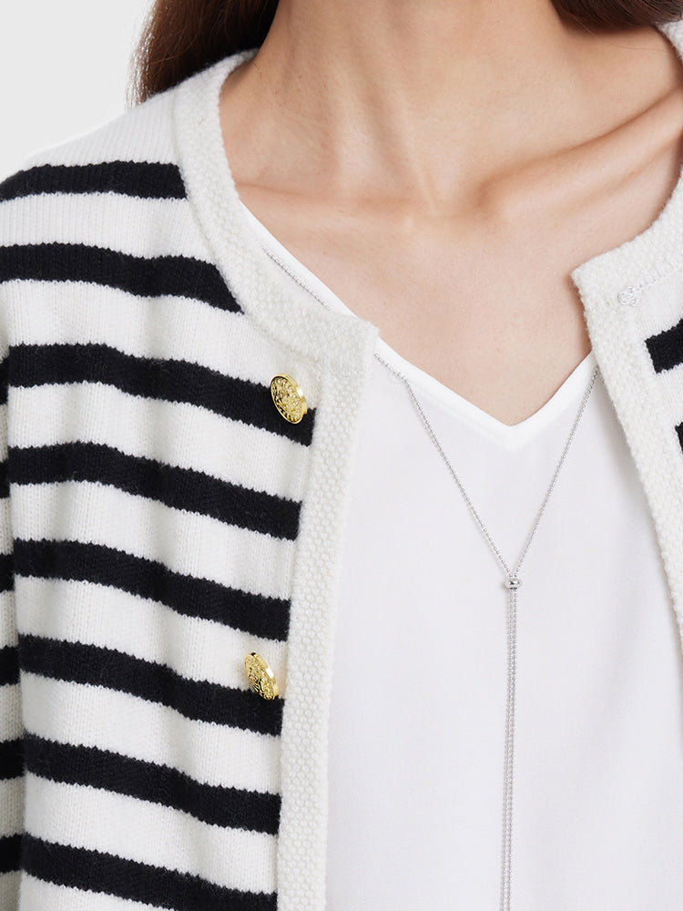 HAZEL | BUTTON UP WOOLEN STRIPED LADY CARDIGAN