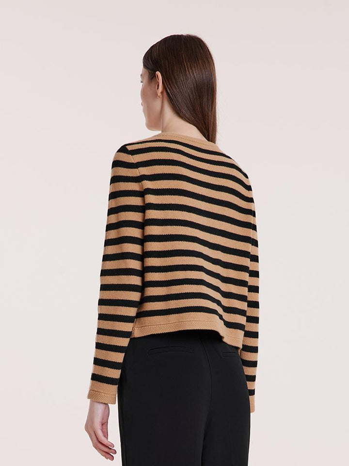 HAZEL | BUTTON UP WOOLEN STRIPED LADY CARDIGAN