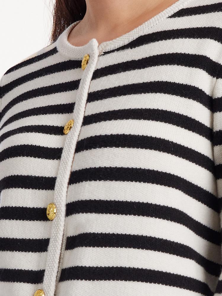 HAZEL | BUTTON UP WOOLEN STRIPED LADY CARDIGAN