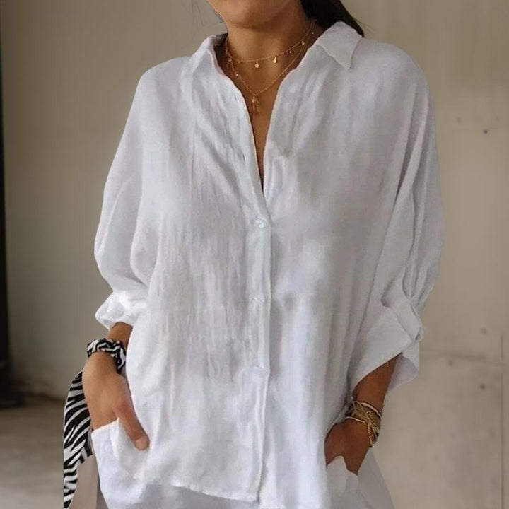 JULIET | ELEGANT LINEN POLO BLOUSE