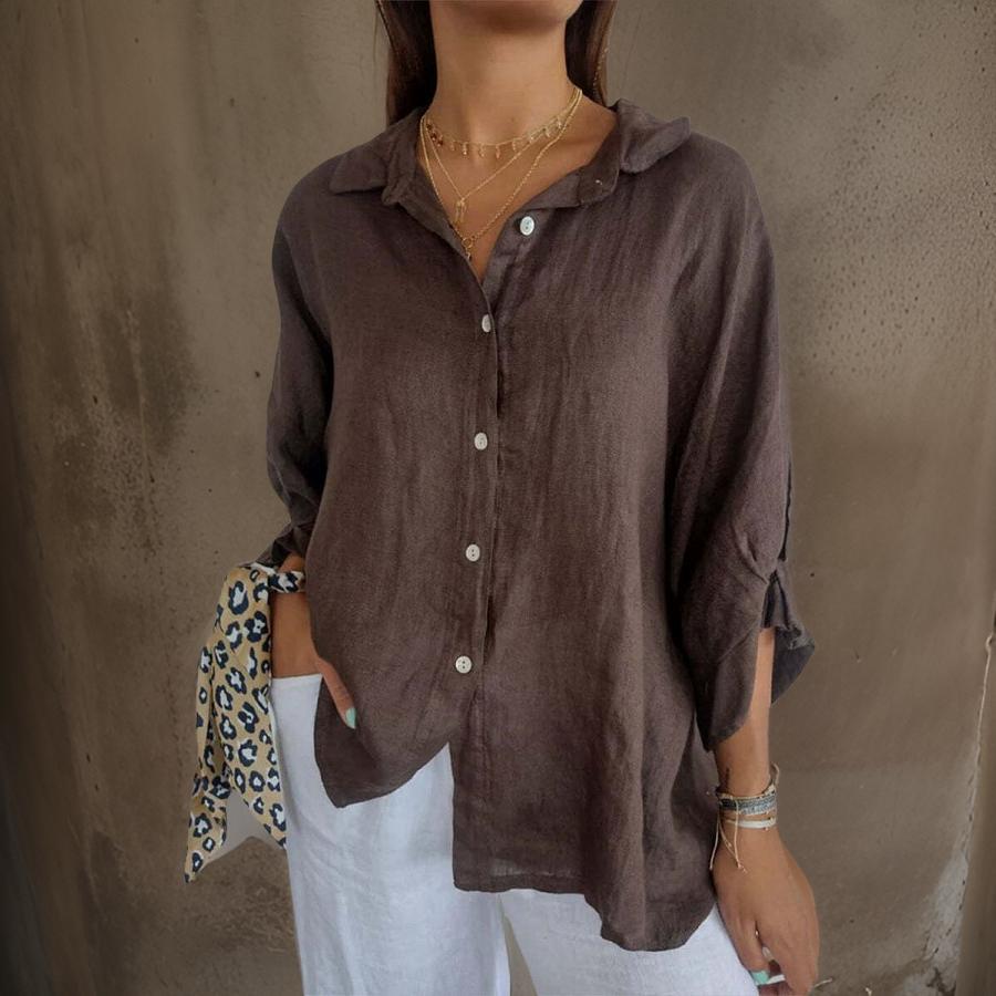 JULIET | ELEGANT LINEN POLO BLOUSE